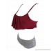 American Trends Womens Falbala High-Waisted Two Piece Bikini Flounce Ruched Crop Swimsuit Vintage Ruffled Swimwear Wine Red B07BGYH639